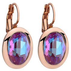 Серьги Qudo, кристаллы Swarovski, золотой, розовый