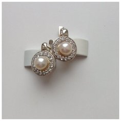Серьги серебро, 925 проба, родирование, жемчуг культивированный, фианит Ониксъ