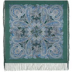 Платок Павловопосадская платочная мануфактура,89х89 см, голубой, желтый
