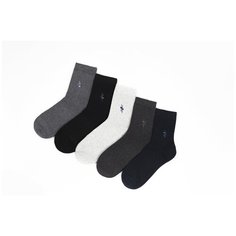Носки S-Family, 5 пар, 5 уп., размер 41-44, черный, синий, серый, белый