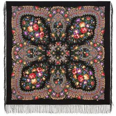 Платок Павловопосадская платочная мануфактура,125х125 см, красный, желтый