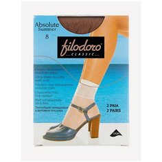 Носки Filodoro, 8 den, 2 пары, размер one size, бежевый, коричневый Filodoro®