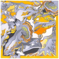 Платок Павловопосадская платочная мануфактура,89х89 см, желтый, оранжевый