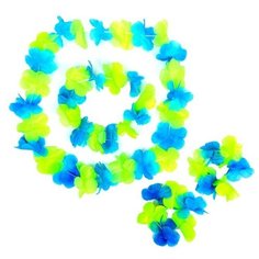 Гавайский набор "Цветочки", ( ожерелье, венок 2 браслета), цвет зеленый 331930 Страна Карнавалия