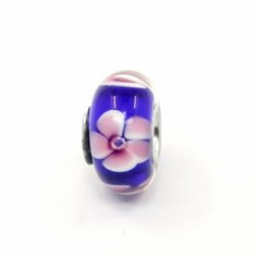 Шарм Handinsilver ( Посеребриручку ) Подвеска-шарм из муранского стекла Lampwork синий (1шт), муранское стекло, синий