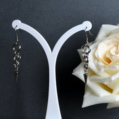 Серьги с подвесками Алёна Китаева Роза, размер/диаметр 50 мм, серебряный, серый