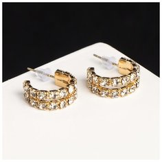 Серьги пусеты Queen Fair, золотой, белый