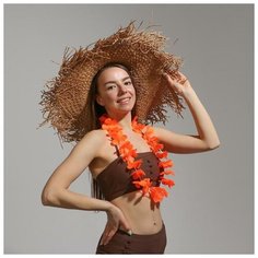 Гавайское ожерелье "Цветочки", цвет оранжевый