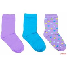 Носки cherubino 3 пары, размер 12, голубой, розовый