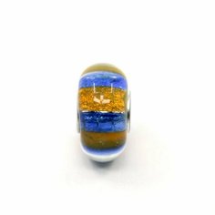 Шарм Handinsilver ( Посеребриручку ) Подвеска-шарм из муранского стекла Lampwork синий (1шт), муранское стекло, синий