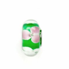 Шарм Handinsilver ( Посеребриручку ) Подвеска-шарм из муранского стекла Lampwork зеленый (1шт), муранское стекло, зеленый
