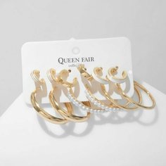 Серьги цепочки Queen Fair, пластик, эмаль, белый, золотой