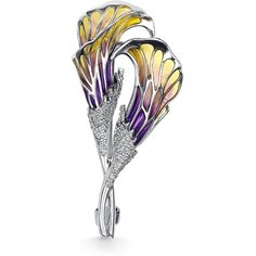 Брошь Dewi, серебро, 925 проба, фианит, эмаль