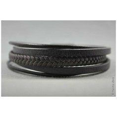 Жесткий браслет Handinsilver ( Посеребриручку ) Браслет мужской кожаный, металл, 1 шт., размер 20 см, коричневый
