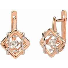 Серьги Эстет, серебро, 925 проба, золочение, родирование, фианит, бесцветный