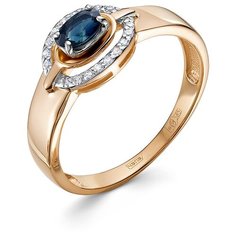 Кольцо Vesna jewelry, красное золото, 585 проба, родирование, сапфир, размер 17.5, синий