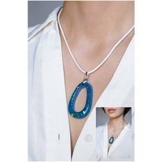 Колье, длина 44 см, белый, голубой