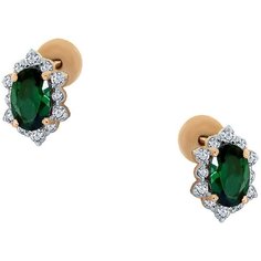 Серьги Maskom, красное золото, 585 проба, турмалин, красный, золотой
