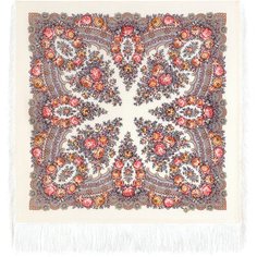 Платок Павловопосадская платочная мануфактура,89х89 см, красный, оранжевый
