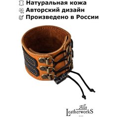 Браслет Alla LeatherworkS, кожа, 1 шт., размер 25 см, черный, оранжевый