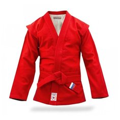 Куртка для самбо Крепыш Я с поясом, сертификат ВФС, размер 58, красный
