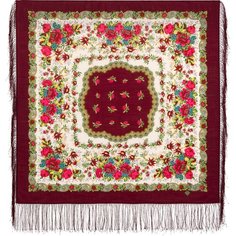 Платок Павловопосадская платочная мануфактура,89х89 см, голубой, зеленый