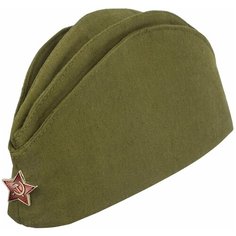Головной убор военный солдатский со звездой детский / взрослый для мальчика / девочки / 9 мая / День Победы металлическая красная звезда размер 56 Пчёлка