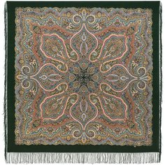 Платок Павловопосадская платочная мануфактура,146х146 см, красный, голубой