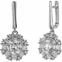 Серьги Эстет, серебро, 925 проба, родирование, фианит, бесцветный