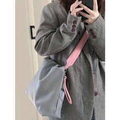 Сумка тоут , фактура гладкая, серый, серебряный