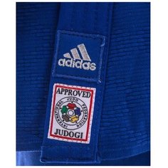 Кимоно для дзюдо adidas без пояса, сертификат IJF, размер 210, синий