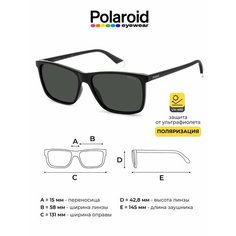 Солнцезащитные очки Polaroid Polaroid PLD 4137/S 807 M9 PLD 4137/S 807 M9, черный