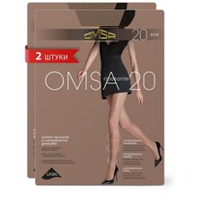 Колготки Omsa, 20 den, 2 шт., размер 4/L, бежевый