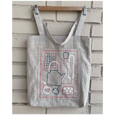 Сумка шоппер ddnkv.things, бежевый, серый