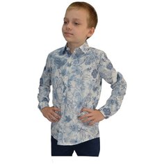 Школьная рубашка TUGI, размер 98, голубой, серый