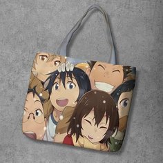 Сумка шоппер Anime Dakimakura, фактура рельефная, мультиколор