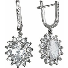 Серьги Эстет, серебро, 925 проба, родирование, фианит, бесцветный