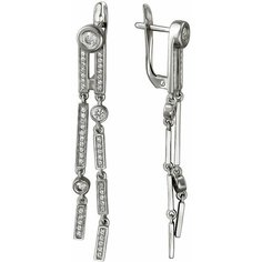Серьги Эстет, серебро, 925 проба, родирование, фианит, бесцветный