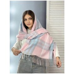 Палантин Cashmere,180х70 см, голубой, бежевый