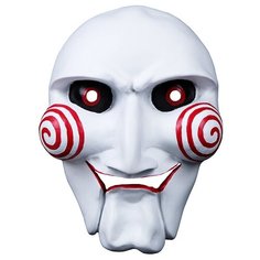 Маска карнавальная из фильма "Пила", хоррор маска куклы Билли. На маскарад и праздник. Цвет: белый.