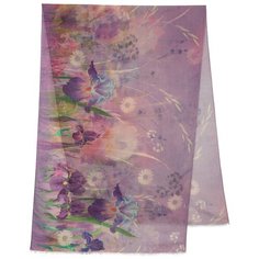 Палантин Павловопосадская платочная мануфактура,230х80 см, лиловый, фиолетовый