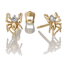 Серьги пусеты PLATINA, желтое золото, 585 проба, фианит, золотой