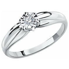 Кольцо SOKOLOV, белое золото, 585 проба, бриллиант, размер 17