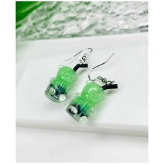 Серьги с подвесками , зеленый, бесцветный