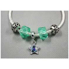 Браслет-цепочка Handinsilver ( Посеребриручку ) Браслет с шармами на основе из бижутерной стали, стекло, муранское стекло, стразы, 1 шт., размер 22 см, бирюзовый