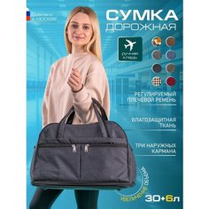 Сумка дорожная , 30 л, 43х30х20 см, ручная кладь, черный