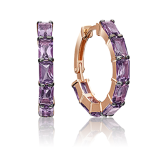 Серьги PLATINA, красное золото, 585 проба, аметист, золотой