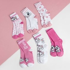 Носки Disney 6 пар, размер 14-16, белый, розовый