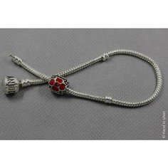 Шарм Handinsilver ( Посеребриручку ) Подвеска-шарм "Шарик со стразами", красный