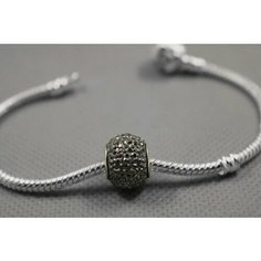 Шарм Handinsilver ( Посеребриручку ) Подвеска-шарм "Шарик со стразами", серый, серебристый